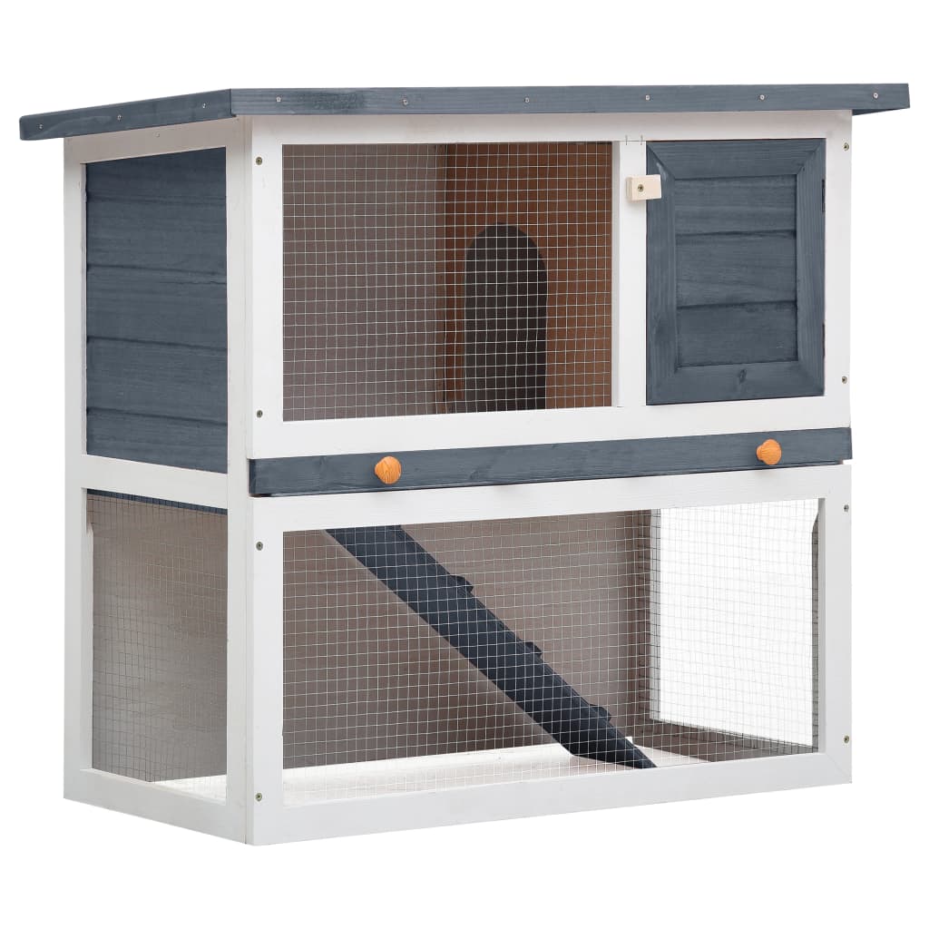 NNEVL Outdoor Rabbit Hutch 1 Door Grey Wood-0