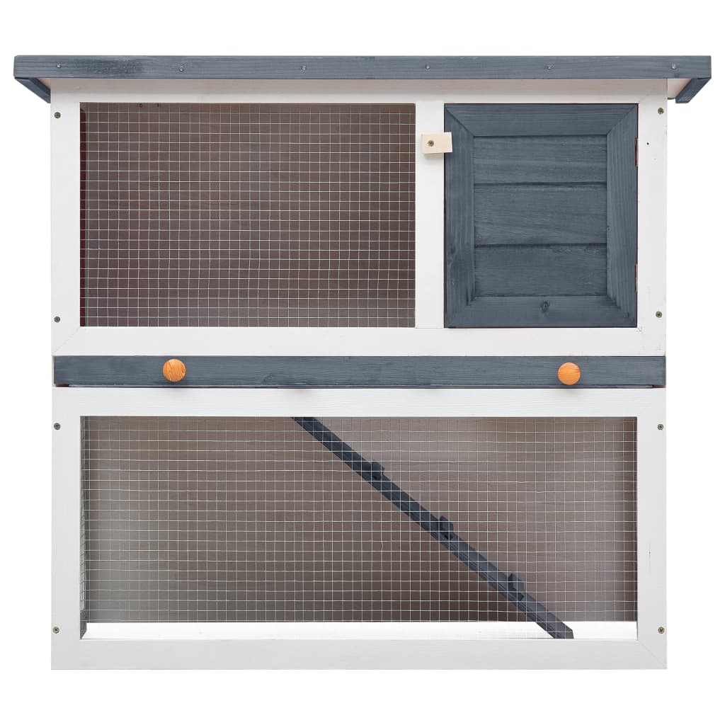 NNEVL Outdoor Rabbit Hutch 1 Door Grey Wood-2