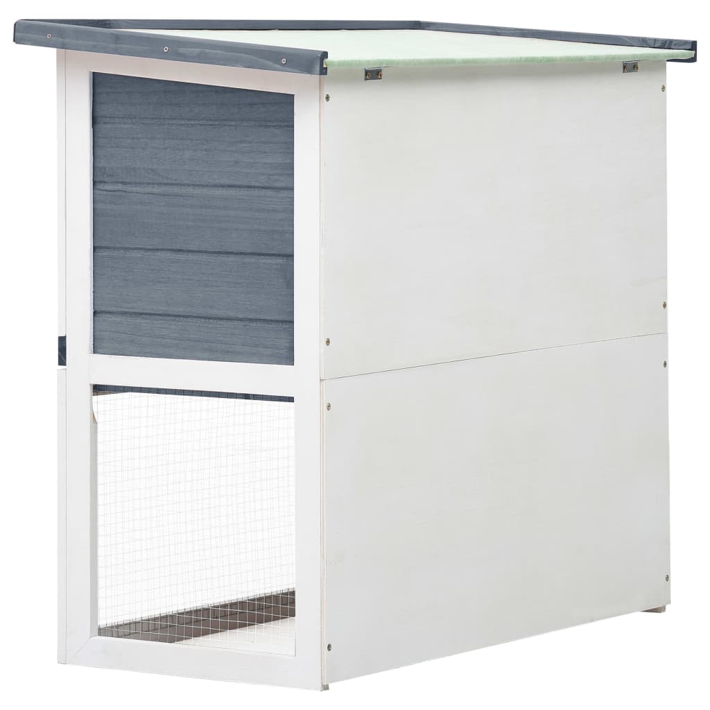 NNEVL Outdoor Rabbit Hutch 1 Door Grey Wood-3