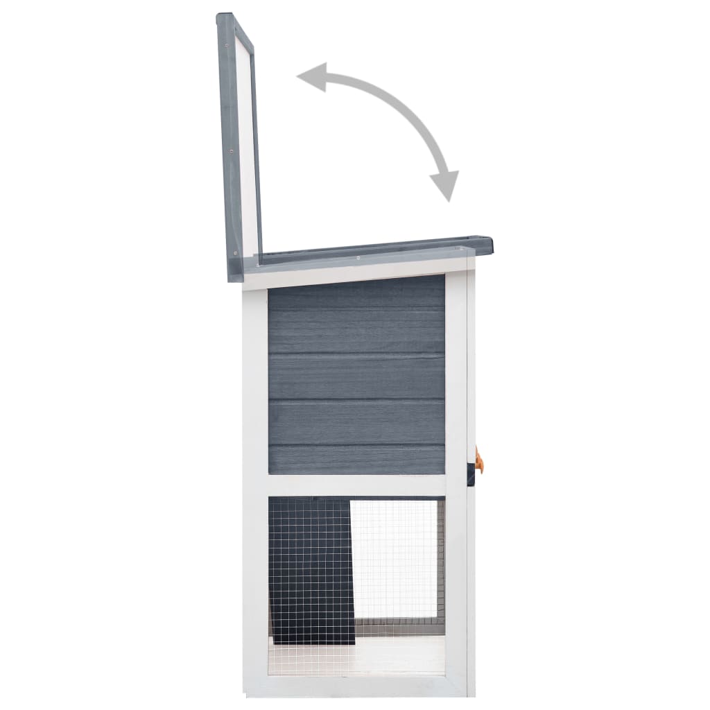 NNEVL Outdoor Rabbit Hutch 1 Door Grey Wood-4