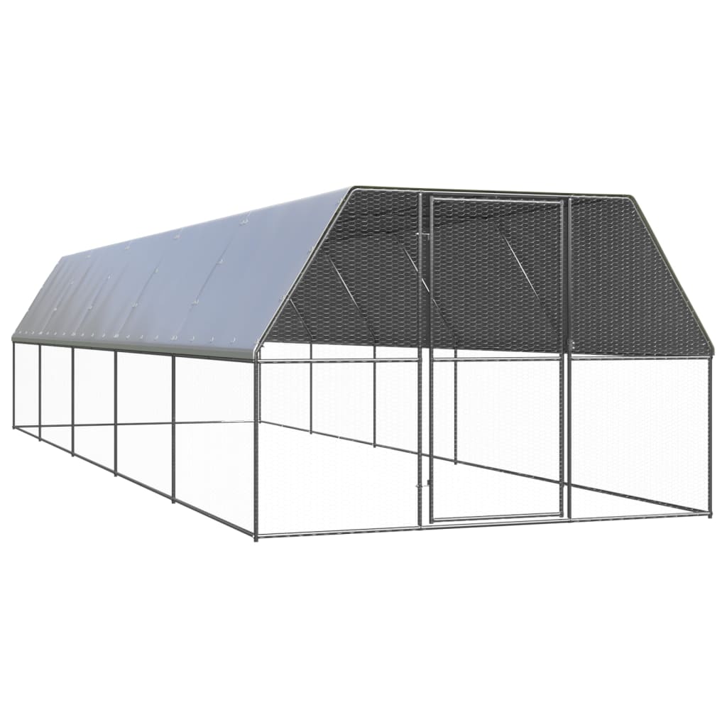 NNEVL Outdoor Chicken Cage 3x10x2 m Galvanised Steel-0