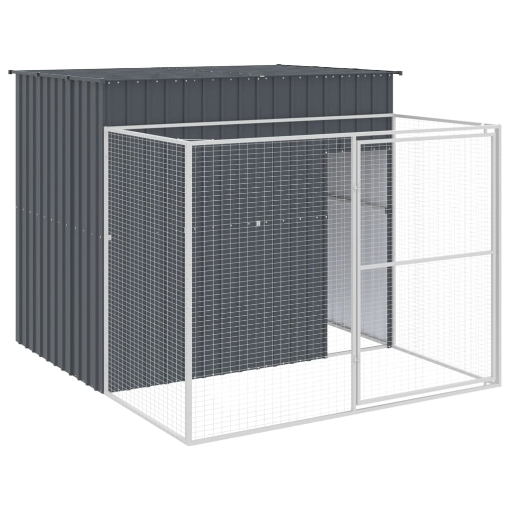 NNEVL Dog House with Run Anthracite 214x253x181 cm Galvanised Steel-1