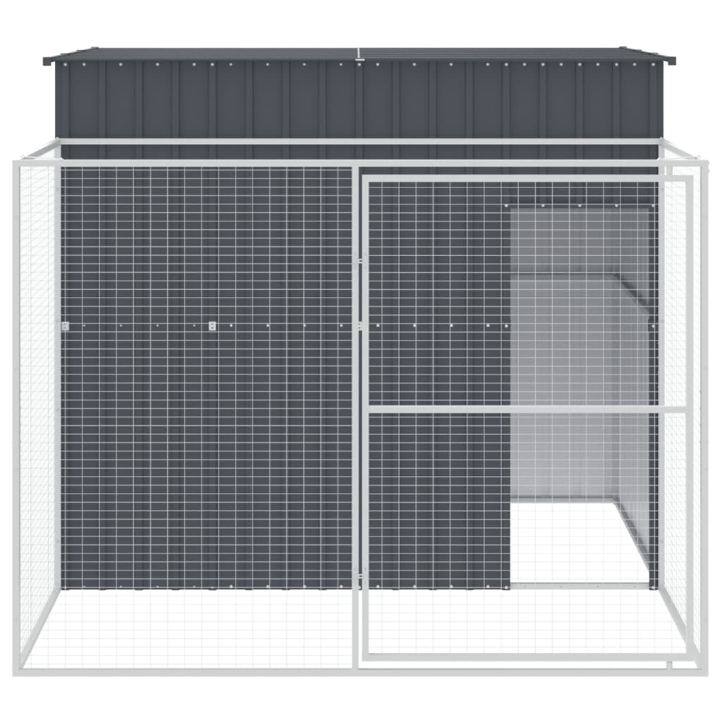 NNEVL Dog House with Run Anthracite 214x253x181 cm Galvanised Steel-2