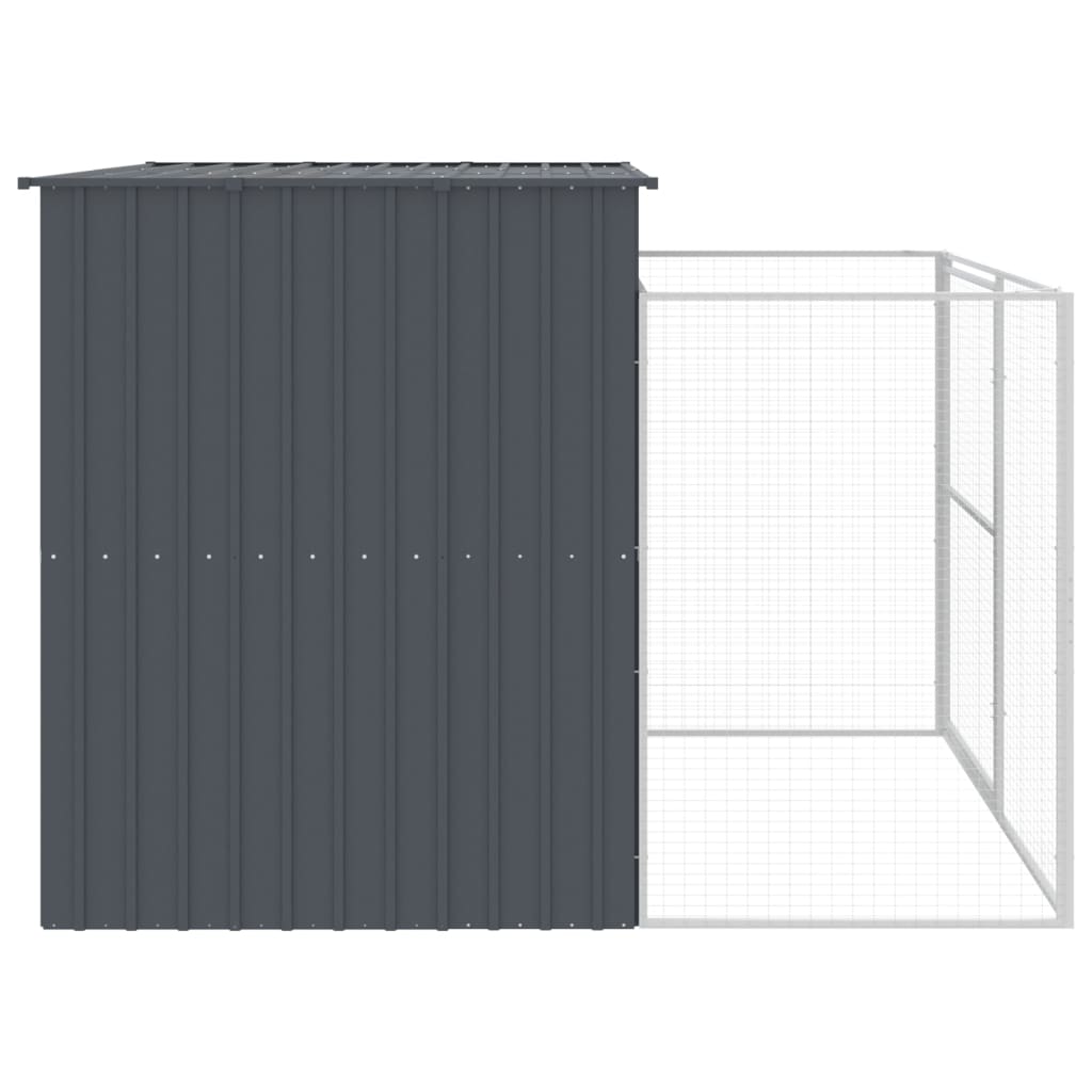 NNEVL Dog House with Run Anthracite 214x253x181 cm Galvanised Steel-3