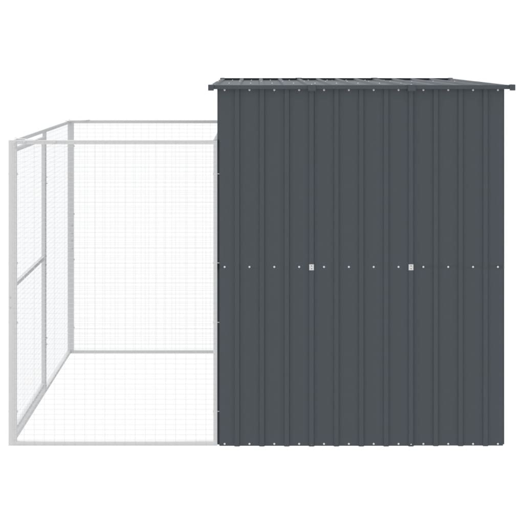 NNEVL Dog House with Run Anthracite 214x253x181 cm Galvanised Steel-4