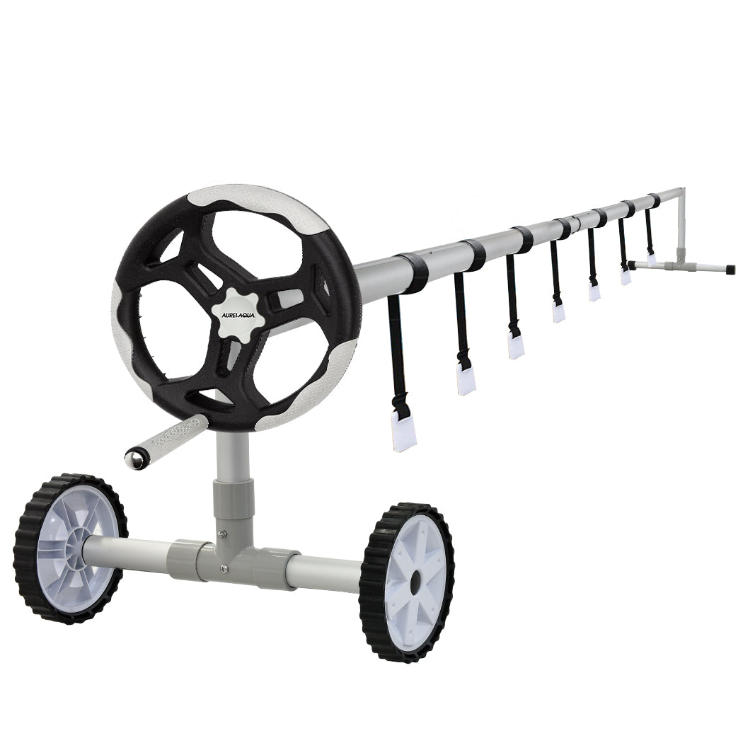 NNEMB 4.5m Swimming Pool Cover Roller with Black/Light Grey Handle-0