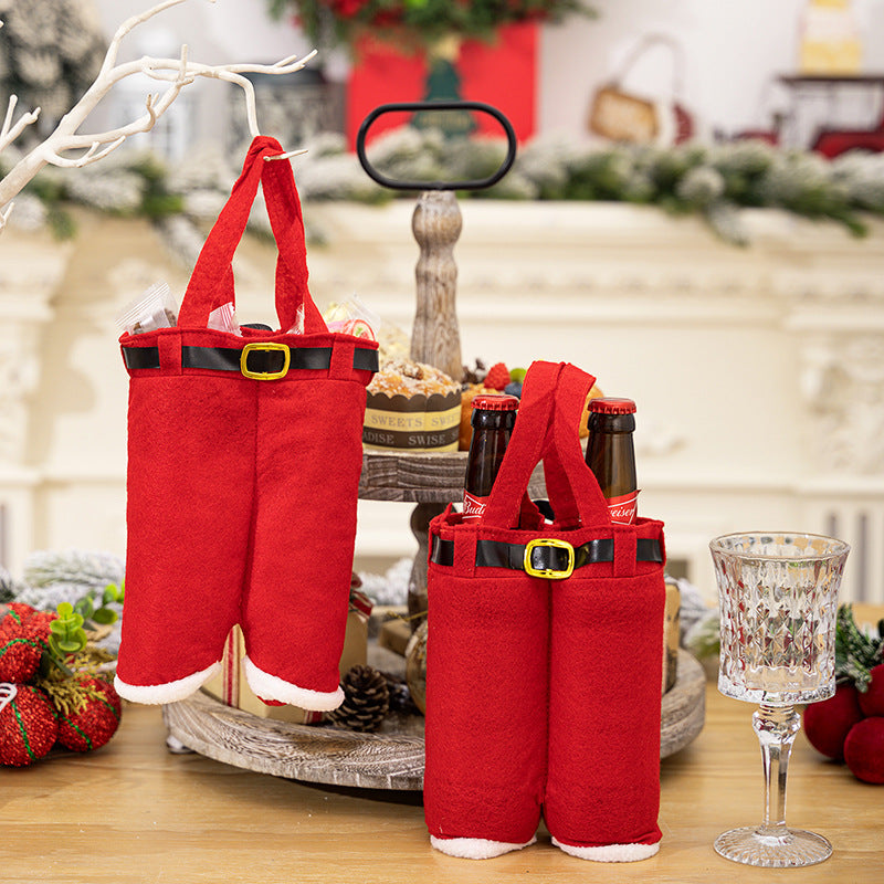 NNEDSZ 6pcs Small one Christmas Decoration Supplies, Christmas Pants, Gift Bags, Small Pants Candy Bags, Tote Bags, Wine Bottle Sets, Coke Bags