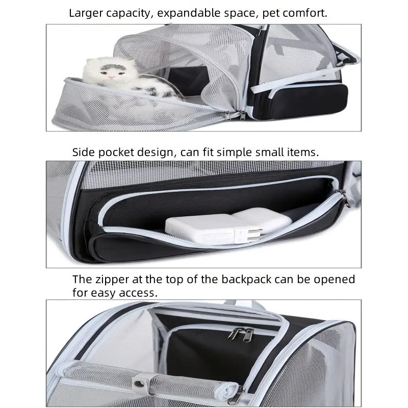 Expandable Cat Backpack Carrier with 3-Sided Mesh-3